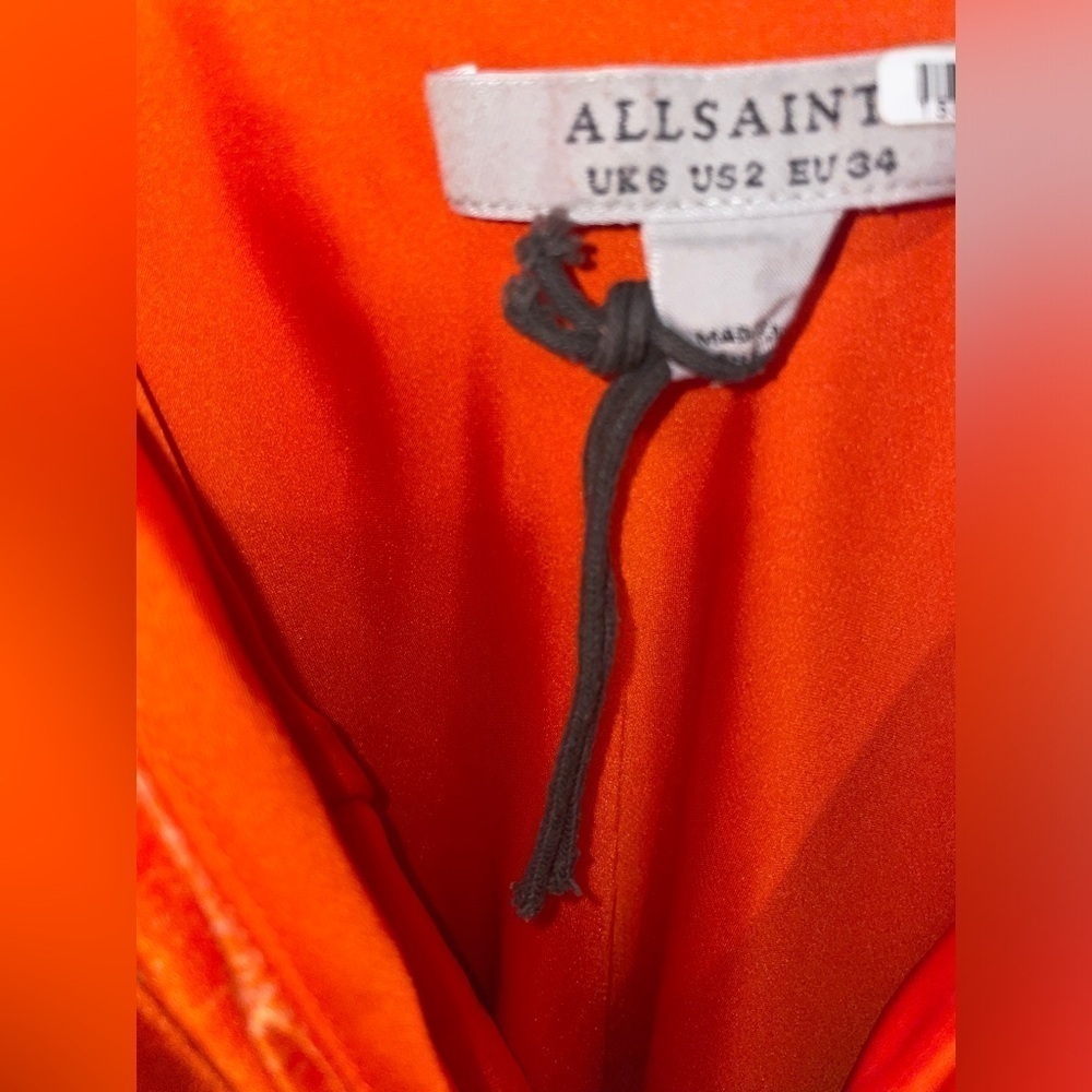 NEW All Saints Alexia Mariana Silk Blend Tie Dye Midi Dress Orange 🍊 - Picture 15 of 16